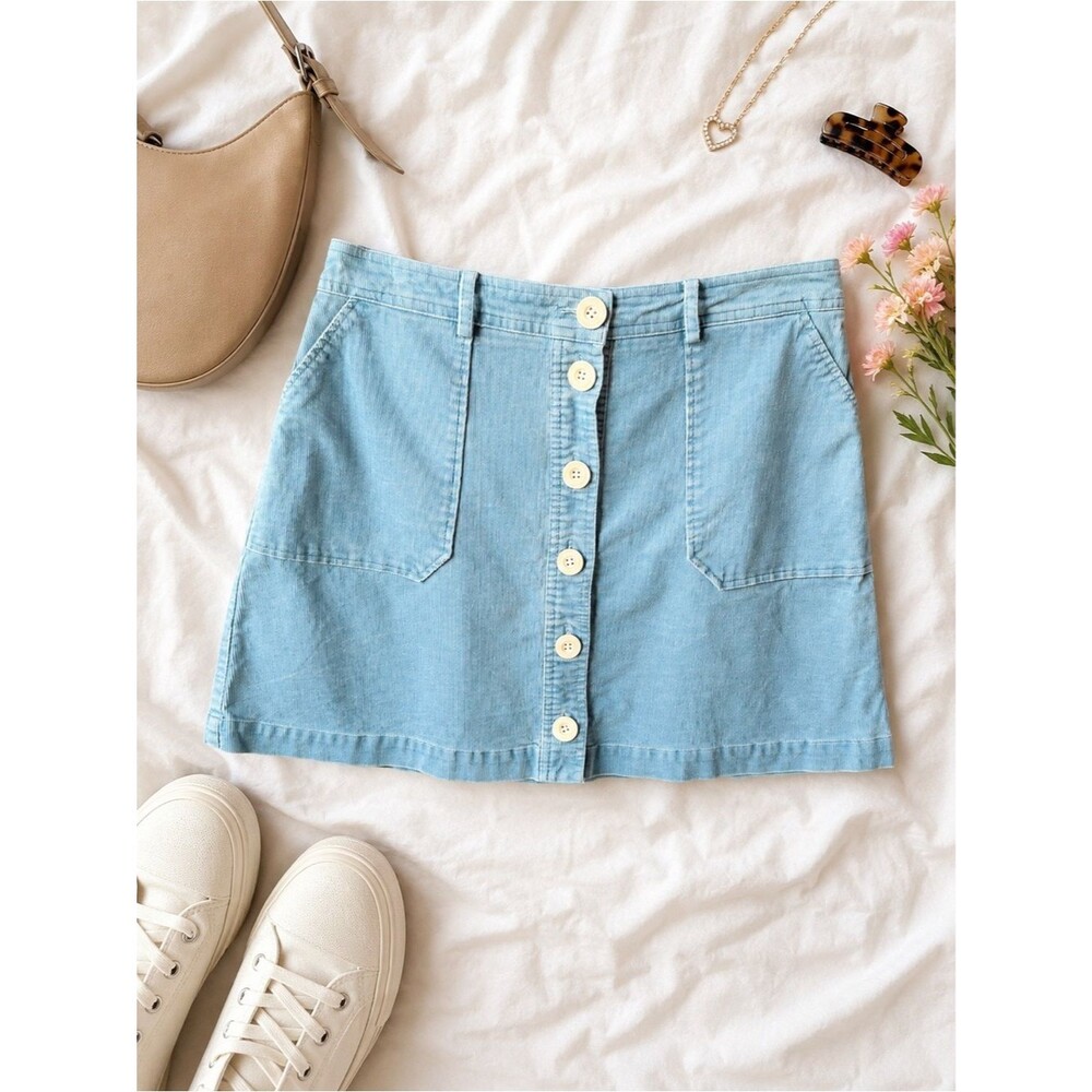 Boden Blue Corduroy Mini Skirt | Y2K Soft Girl Indie Preppy Cottagecore